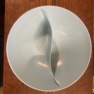 Vintage MCM Melmac Turquoise 9.5" Divided Serving Bowl Made In USA